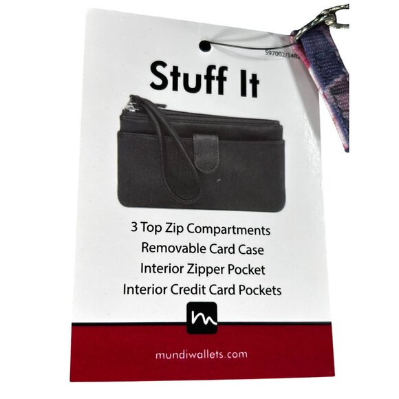 Mundi Stuff It Floral Wristlet Wallet With 3 Zip Compartments & Removable Card C - Picture 4 of 7